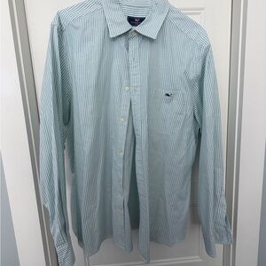 Vineyard Vines Light Green Striped Button Down Shirt